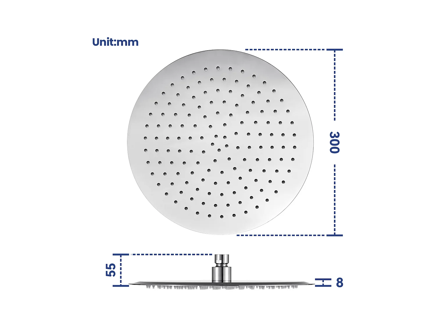 Kit de douche Pommeau de douche Douche de tête Rond 30cm