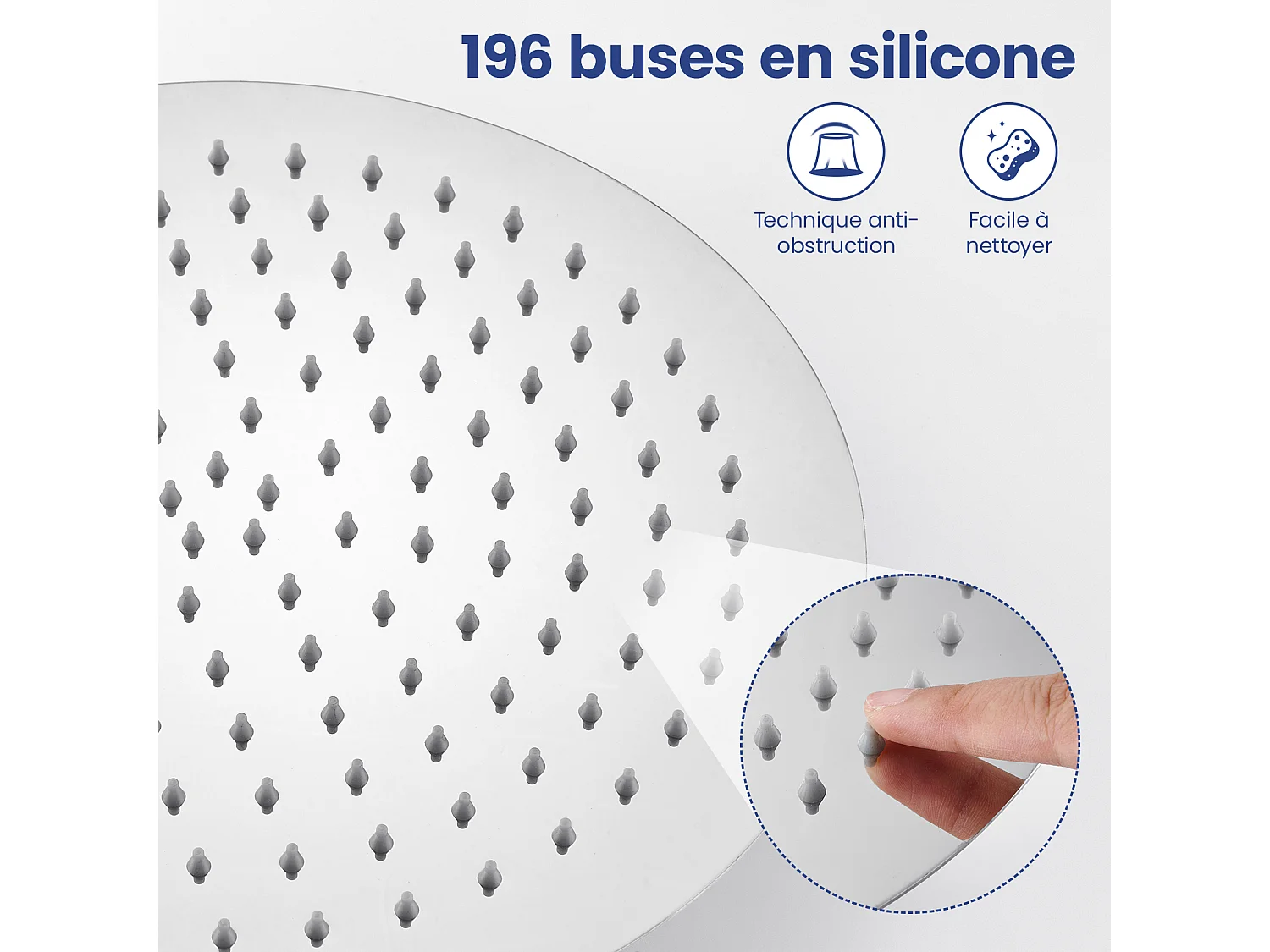 Kit de douche Pommeau de douche Douche de tête Rond 30cm