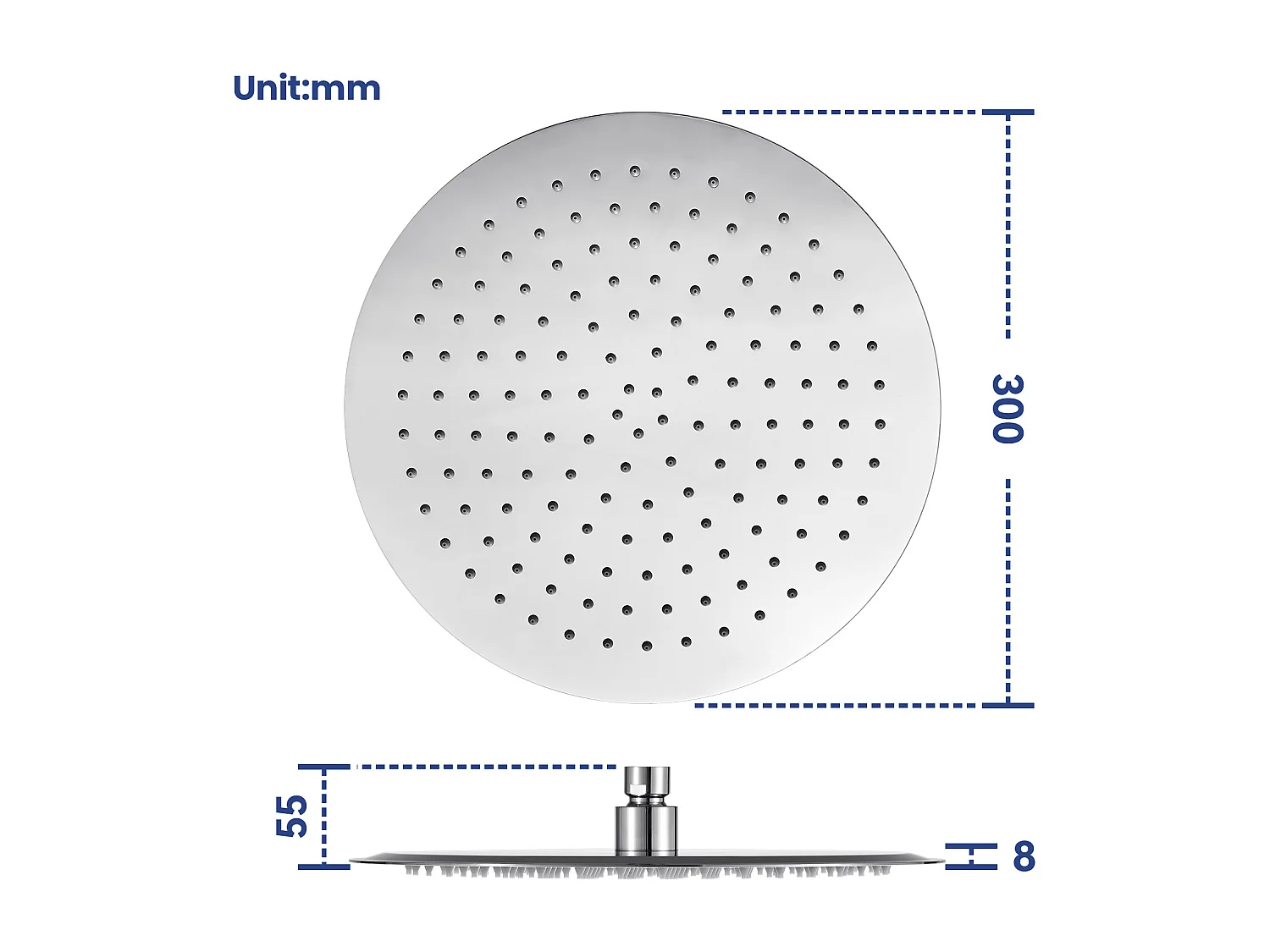 Kit de douche Pommeau de douche Douche de tête Rond 30cm