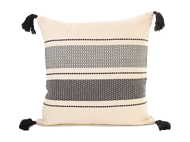 Coussin coton noir décoratif 50x50