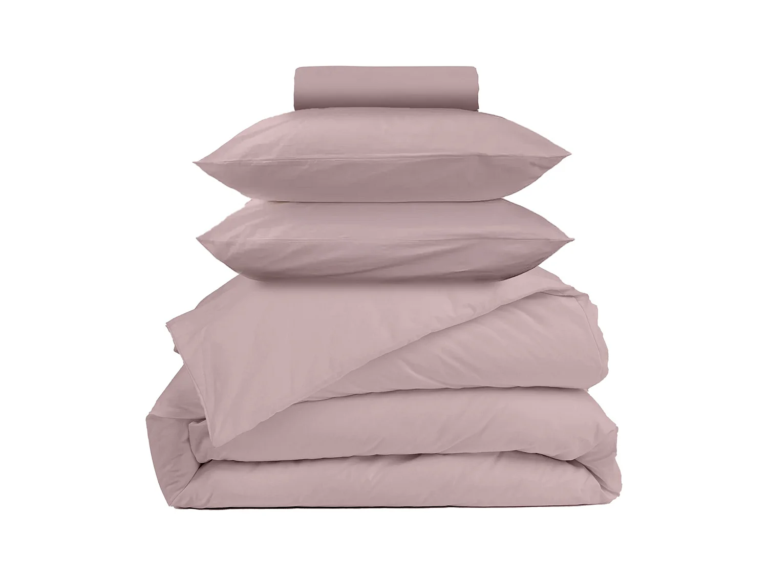 Parure de lit coton rose poudré 140x190 cm