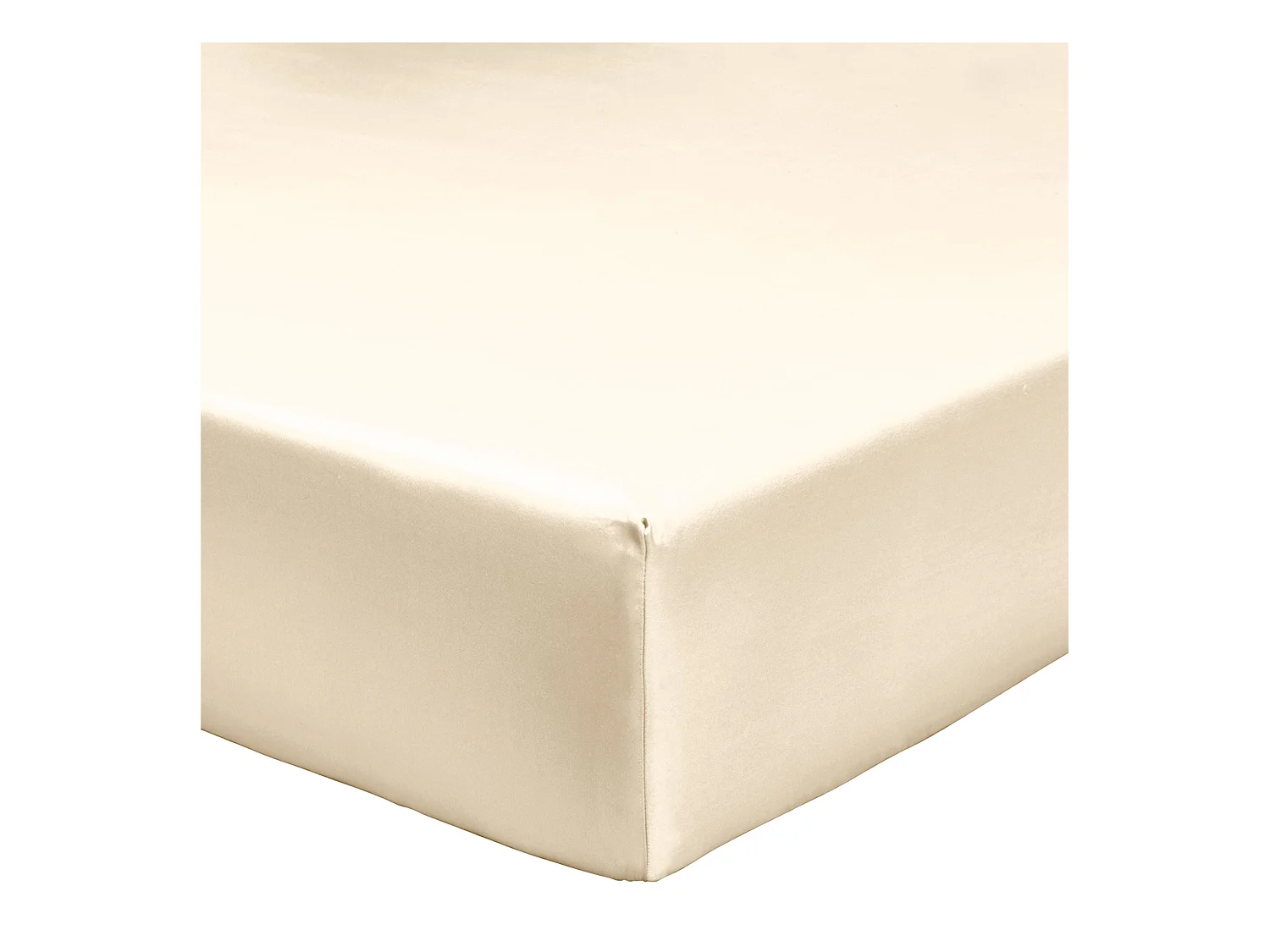 Drap housse coton satin beige 140x200 cm