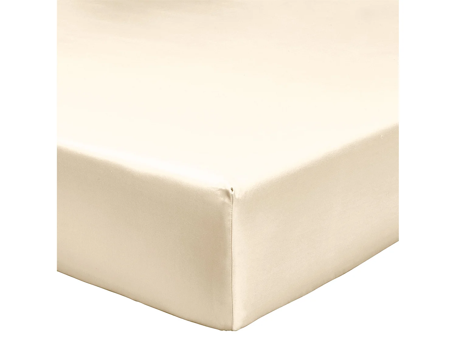 Drap housse coton satin beige 180x200 cm