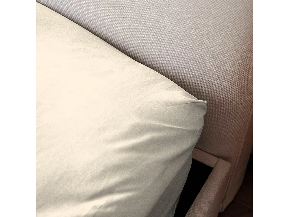 Drap housse coton satin beige 180x200 cm