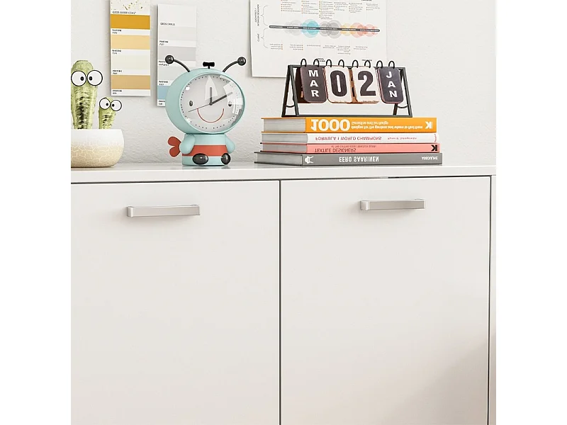 Büro 2-türiges Bücherregal mit Einlegeböden Säule Standschrank weiß loft 108 cm