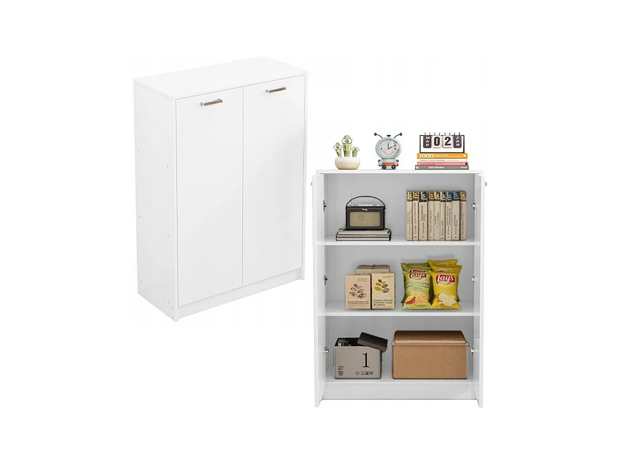 Büro 2-türiges Bücherregal mit Einlegeböden Säule Standschrank weiß loft 108 cm