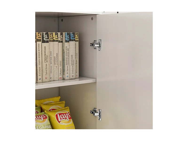 Büro 2-türiges Bücherregal mit Einlegeböden Säule Standschrank weiß loft 108 cm