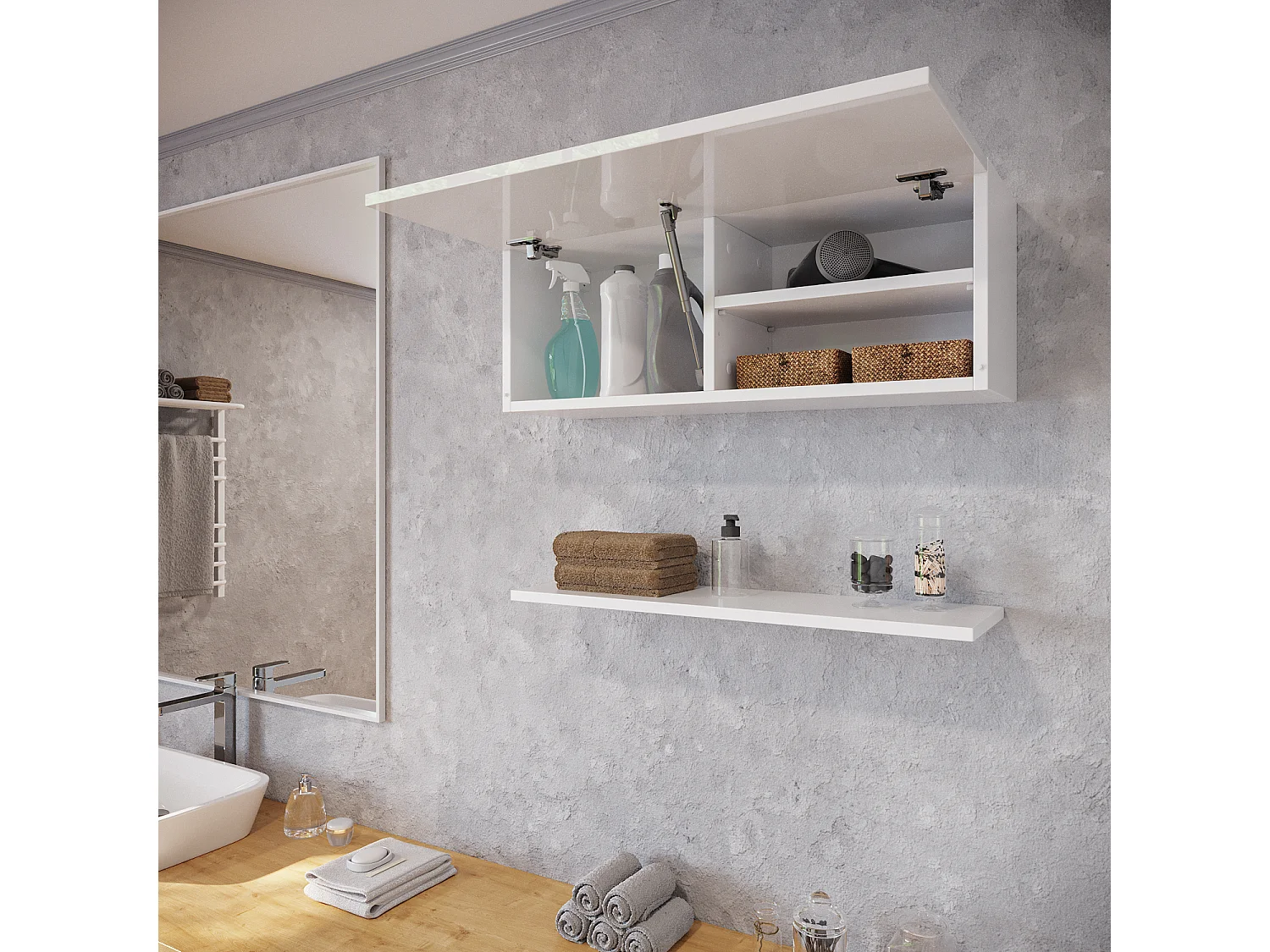 Armoire de salle de bain - 60, 80 et 120 cm - Armoire murale pliable - Meuble de salle de bain