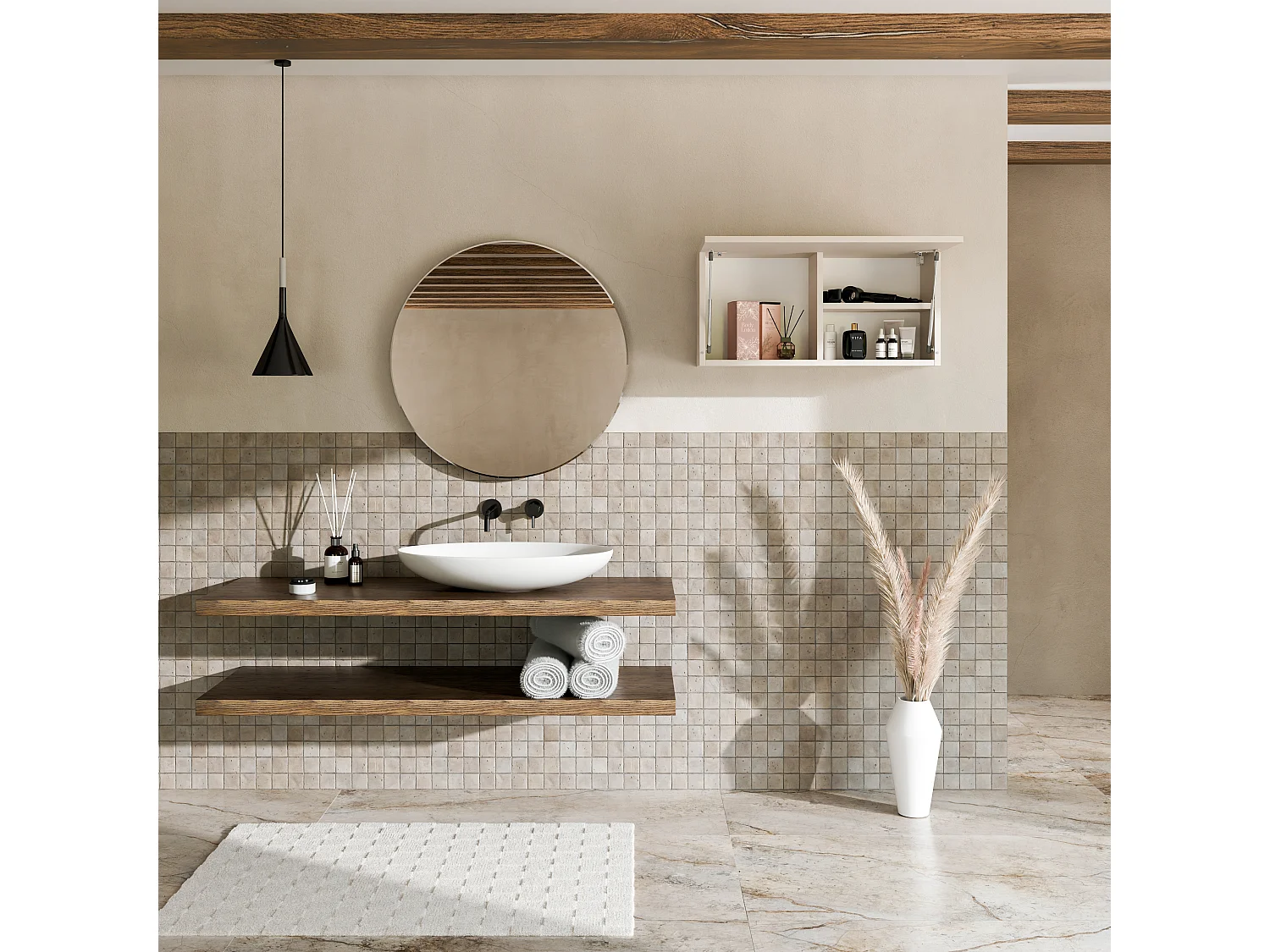 Armadietto per bagno - 60, 80 e 120 cm - Armadio sospeso pieghevole - Mobile da bagno