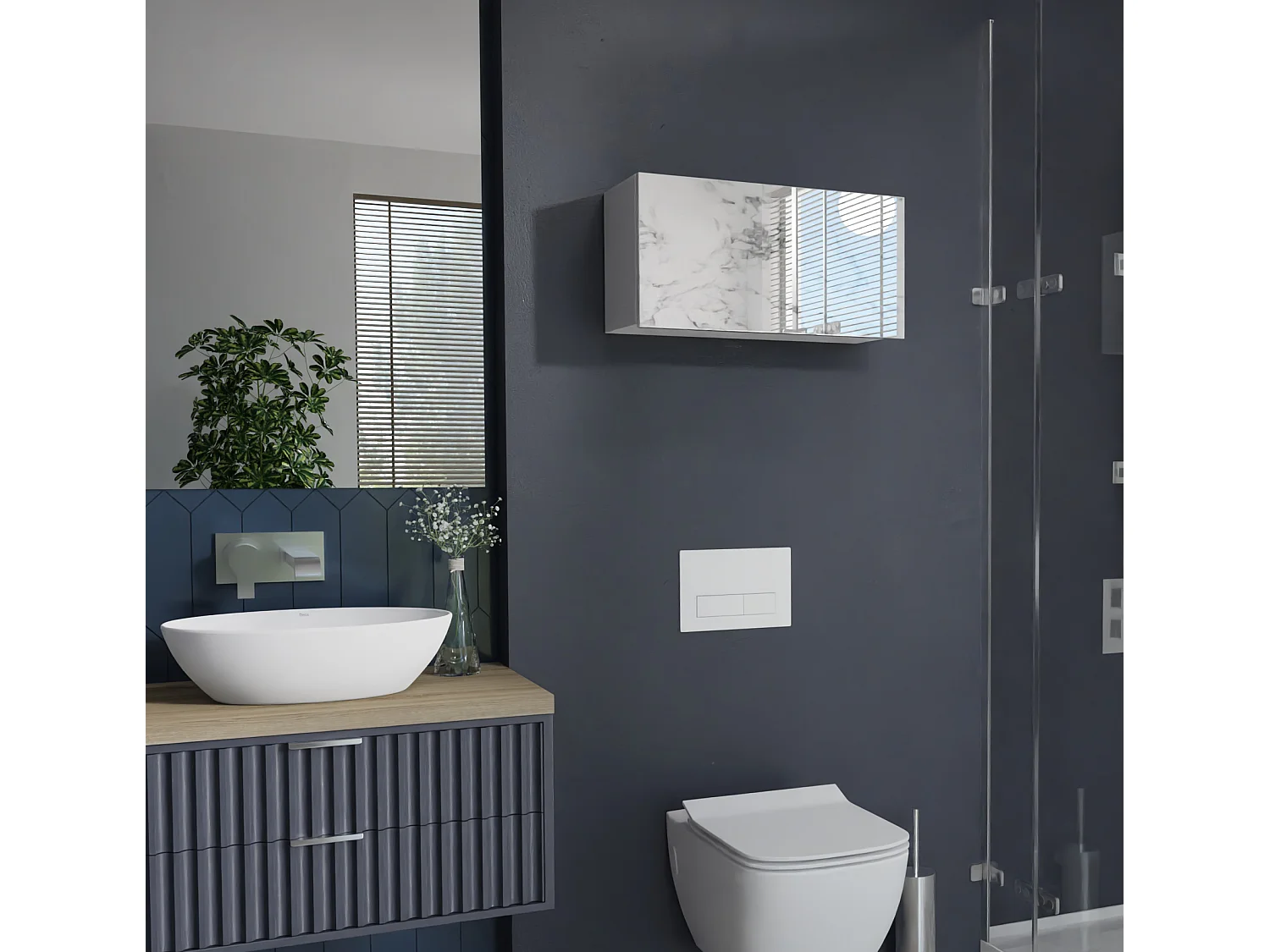 Armario de baño - 60, 80 y 120 cm - Armario de pared plegable - Mueble de baño