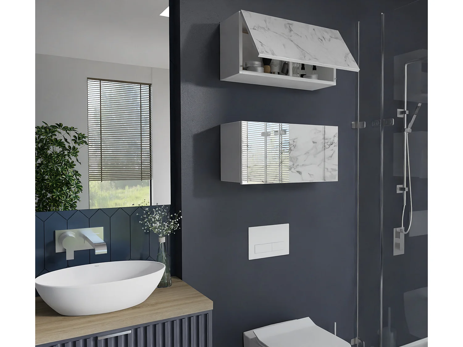 Armario de baño - 60, 80 y 120 cm - Armario de pared plegable - Mueble de baño