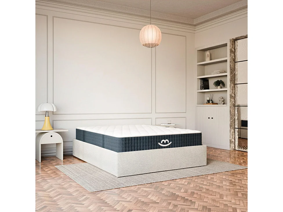 Pack lit coffre et matelas hybride 140x190 épais 26cm