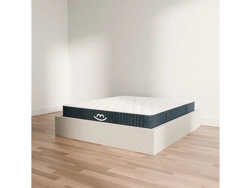 Pack lit coffre et matelas hybride 160x200 épais 26cm
