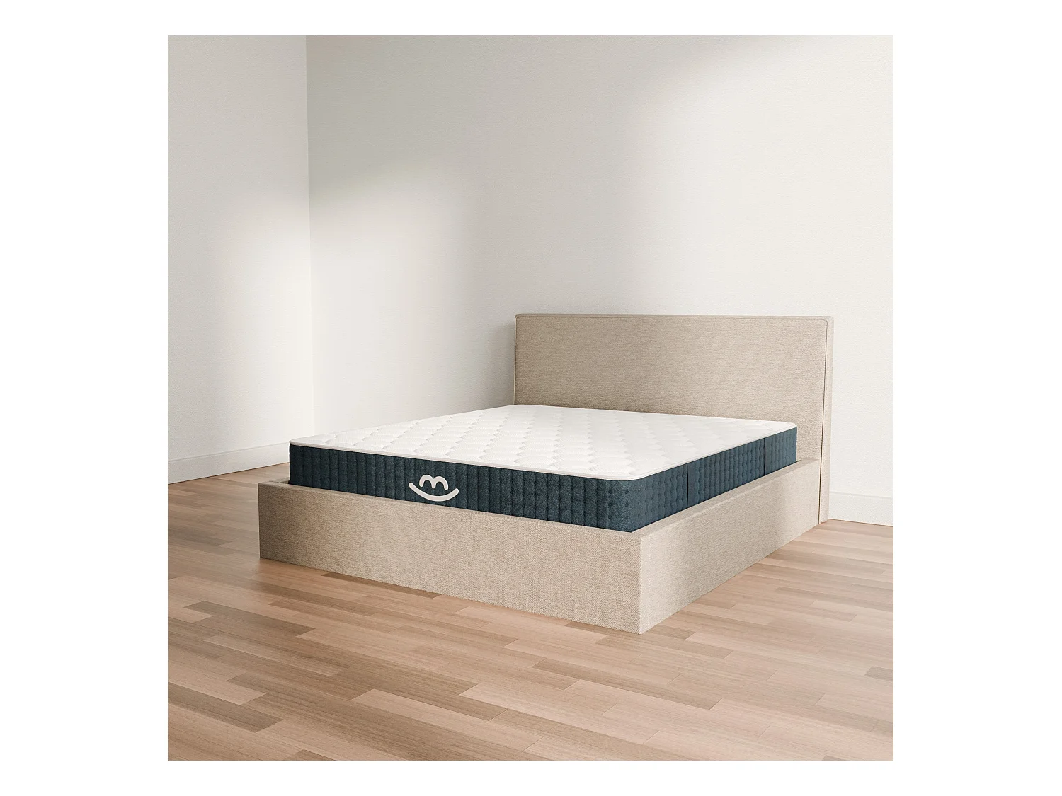 Pack lit coffre et matelas hybride 140x190 épais 26cm