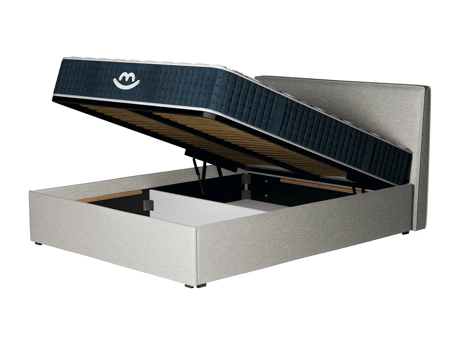 Pack lit coffre et matelas hybride 140x190 épais 26cm