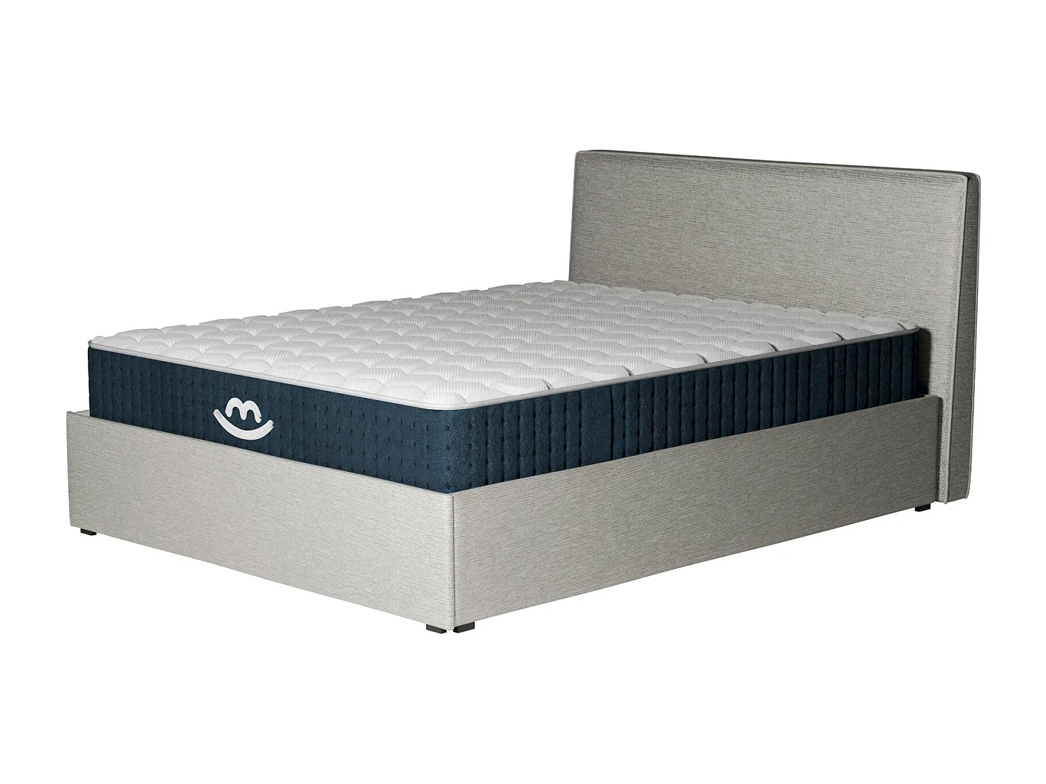 Pack lit coffre et matelas hybride 140x190 épais 26cm