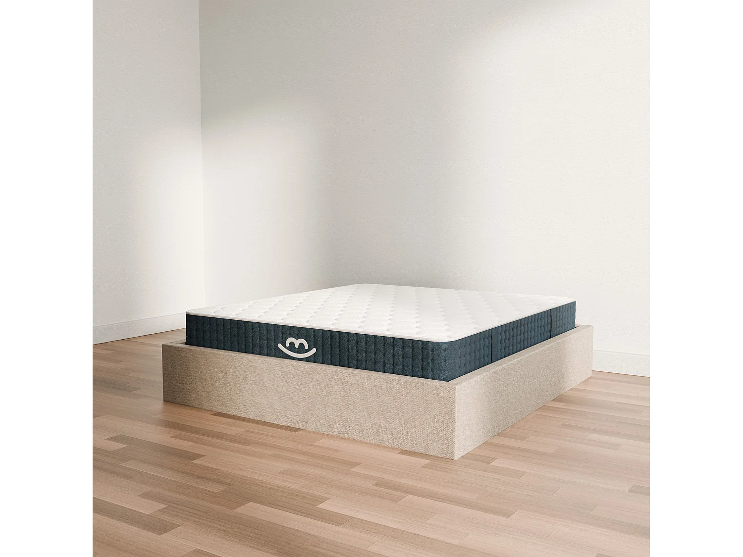 Pack lit coffre et matelas hybride 180x200 épais 26cm
