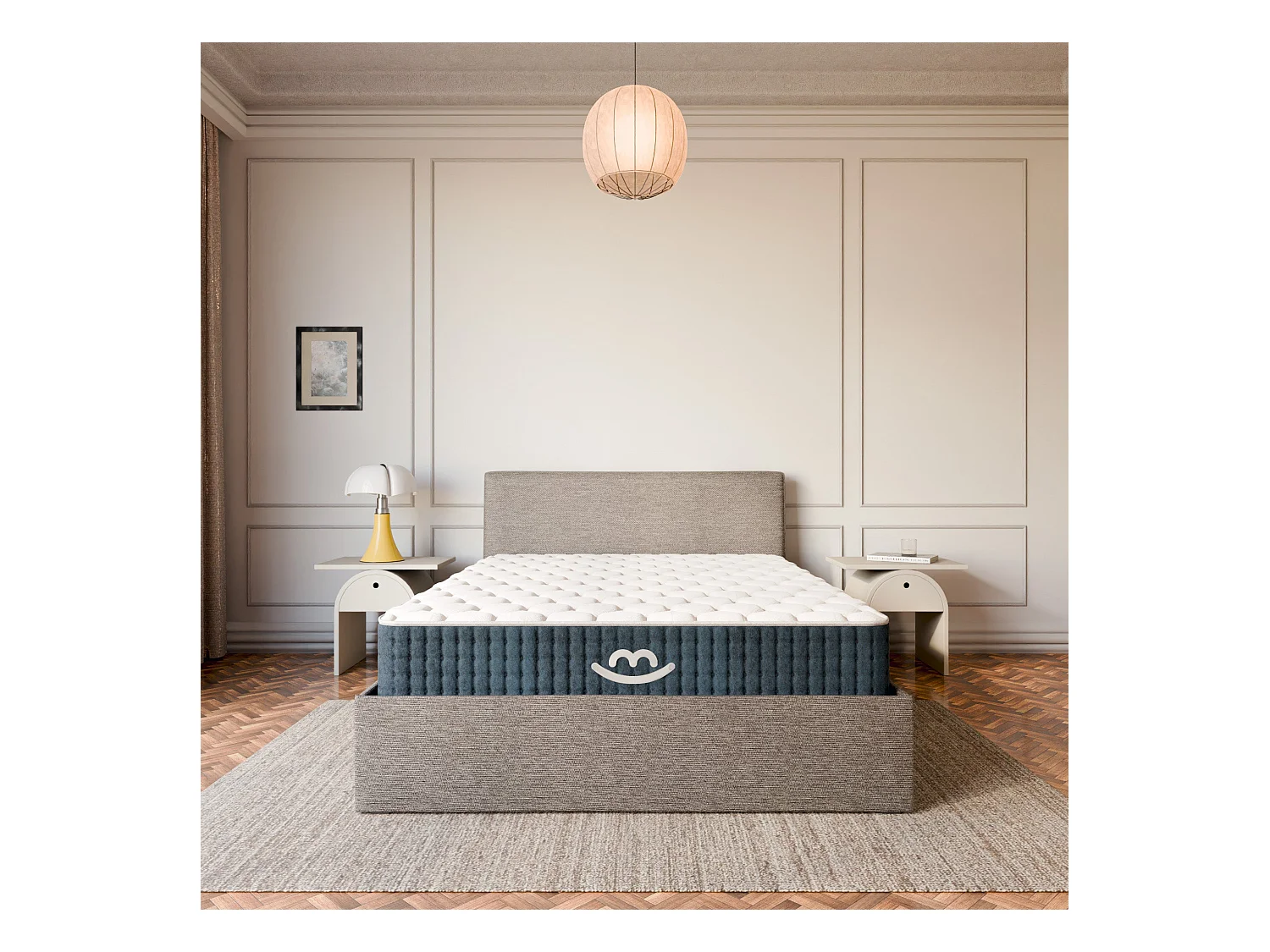 Pack lit coffre et matelas hybride 160x200 épais 26cm