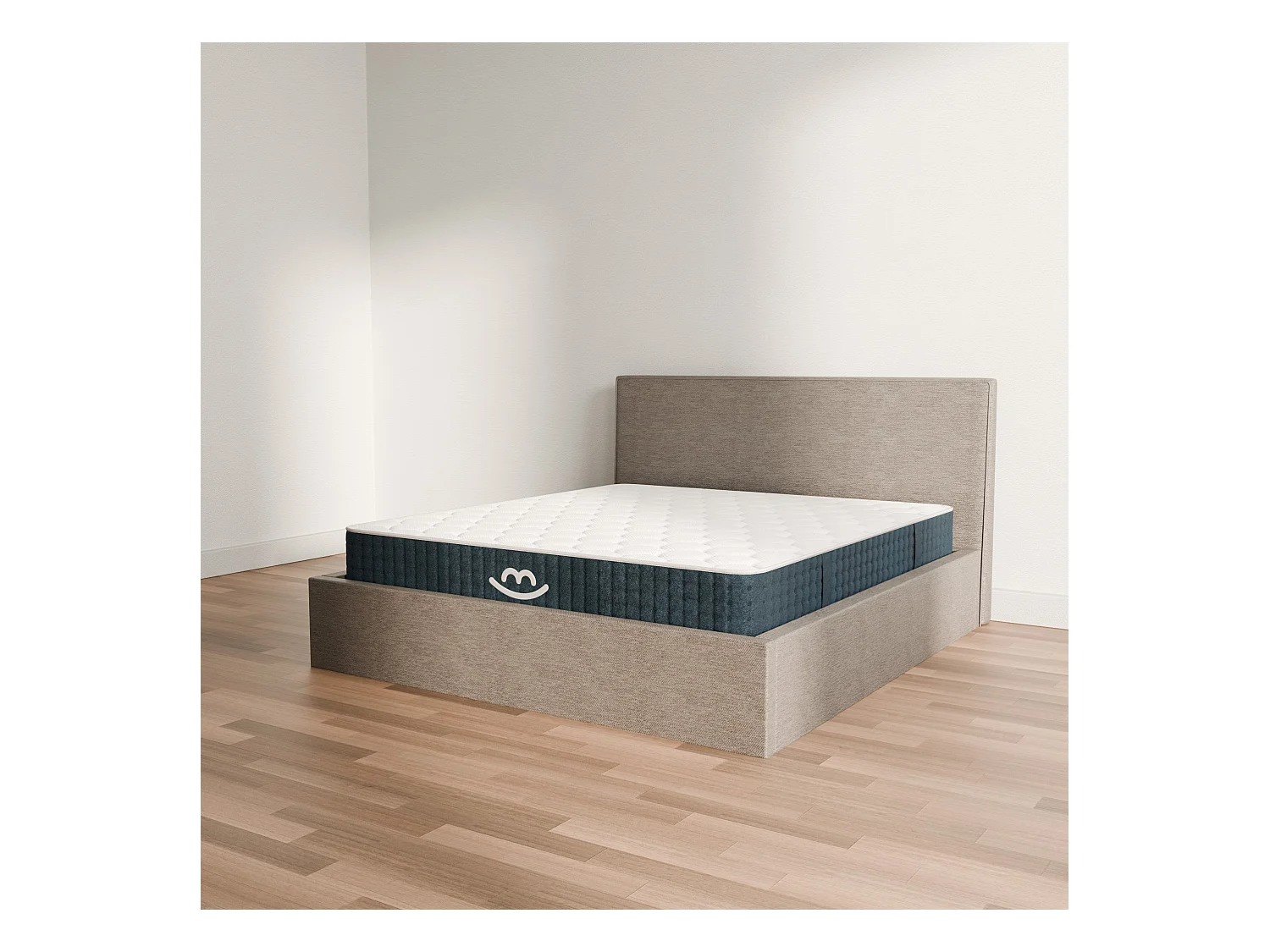 Pack lit coffre et matelas hybride 140x190 épais 26cm