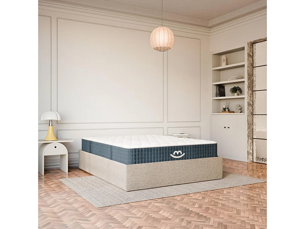 Pack lit coffre et matelas hybride 140x190 épais 26cm