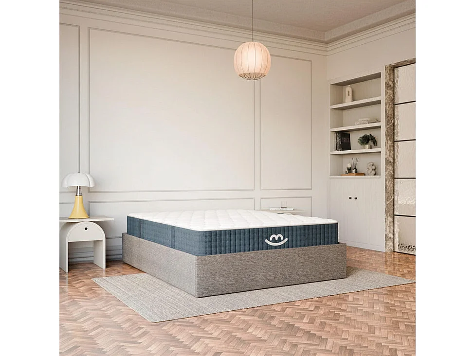 Pack lit coffre et matelas hybride 160x200 épais 26cm