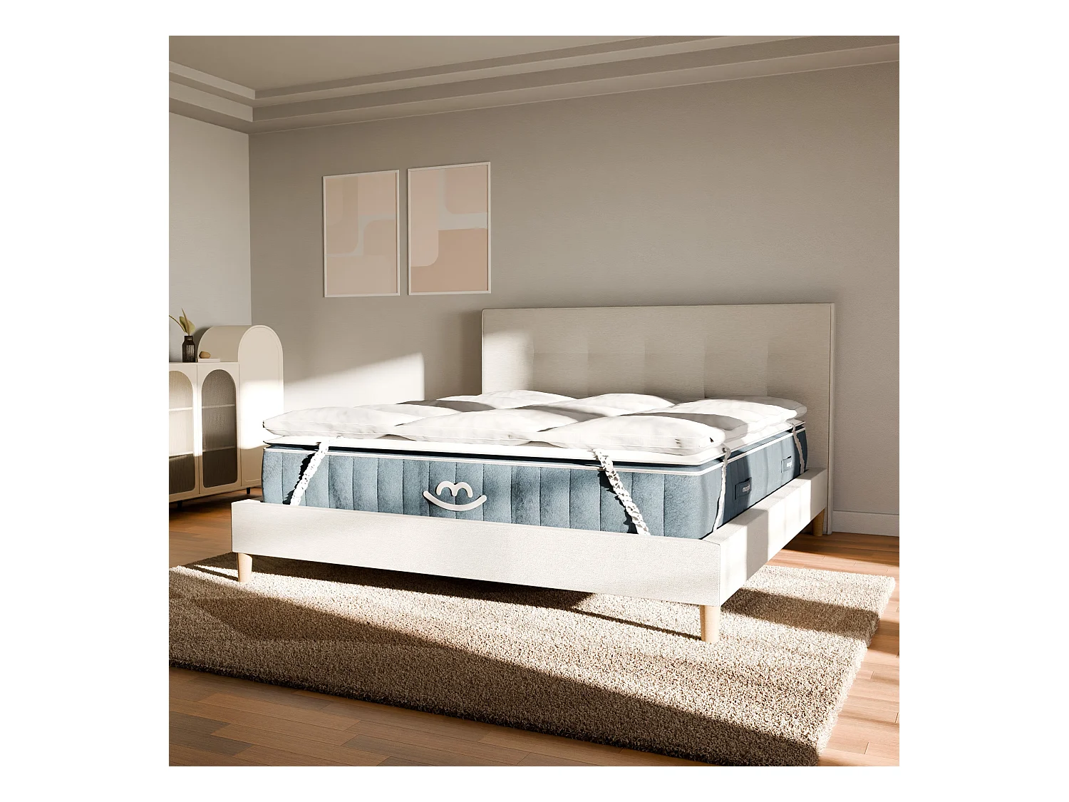 Matelas mémoire de forme et surmatelas 200x200 épais 30cm