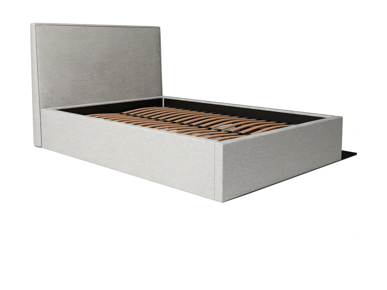 Lit coffre avec tête en tissu bouclé blanc 140x190 cm