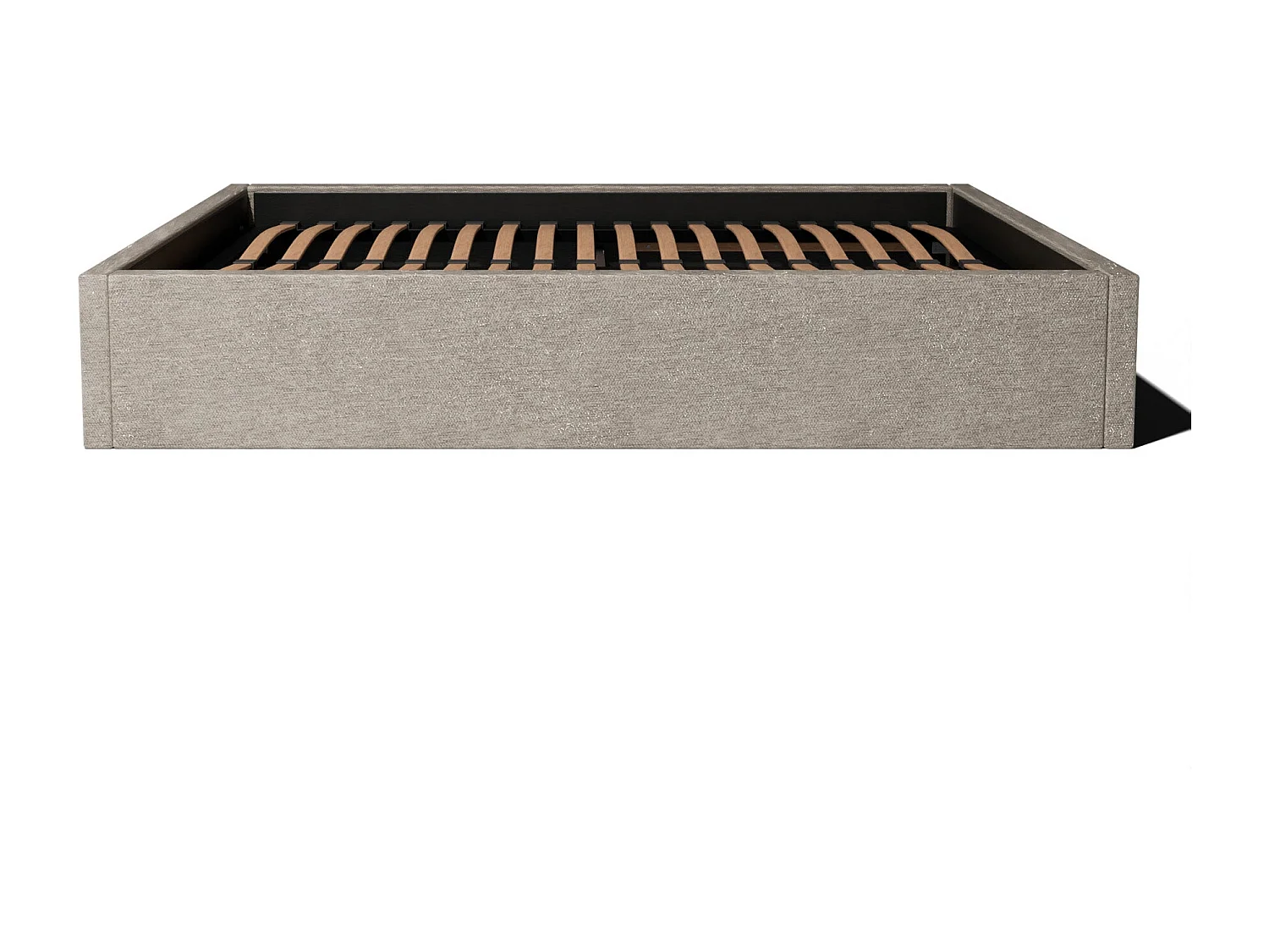 Lit coffre sans tête en tissu chiné anthracite 140x190 cm