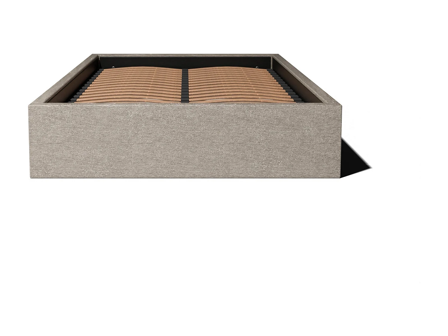 Lit coffre sans tête en tissu chiné anthracite 140x190 cm