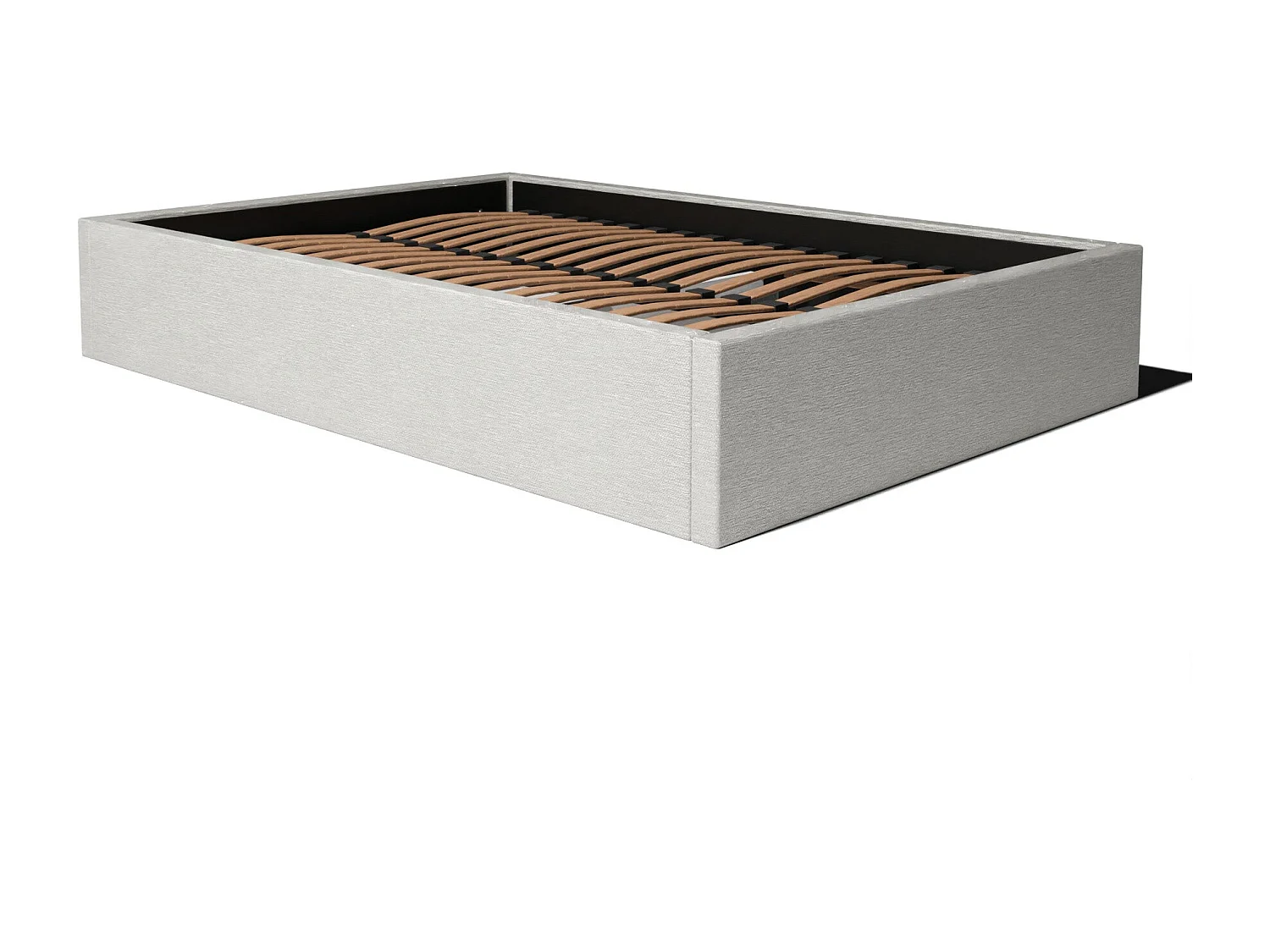 Lit coffre et tissu chiné beige 140x190 cm