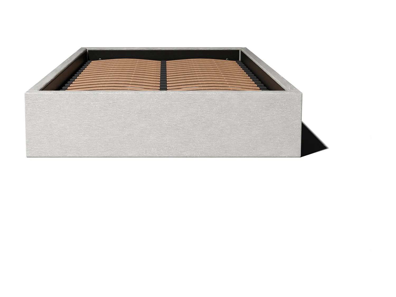 Lit coffre sans tête en tissu chiné beige 140x190 cm