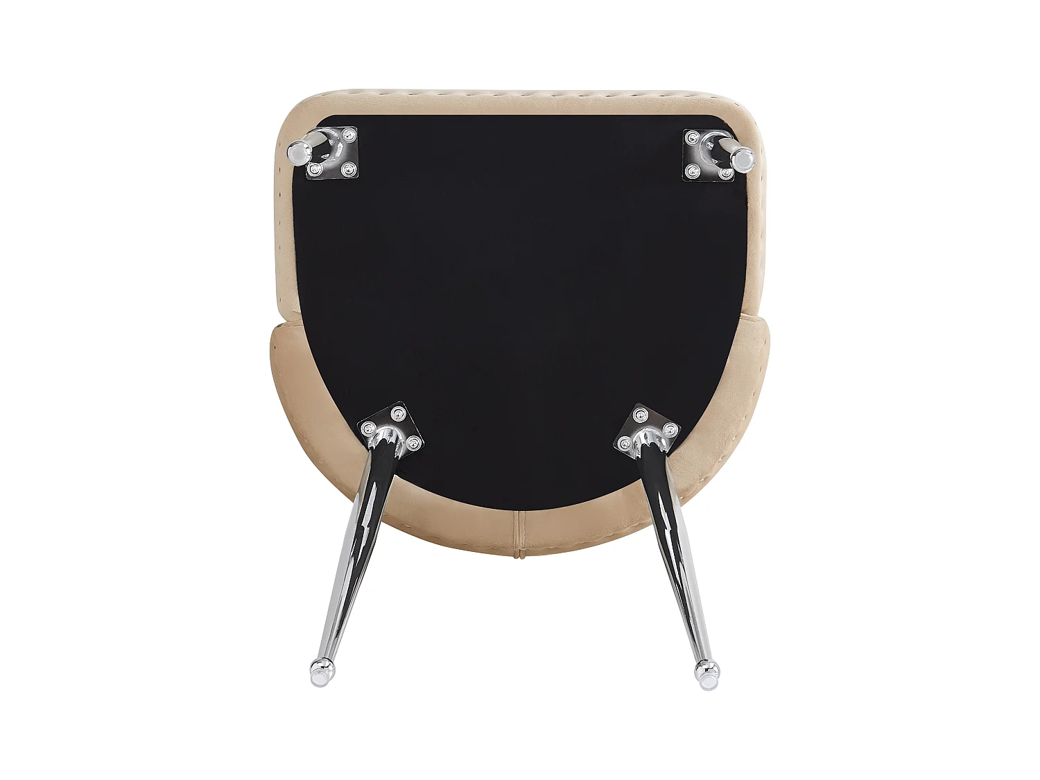 Set di 2 sedie in velluto beige con dettagli borchiati, gambe in metallo argentato