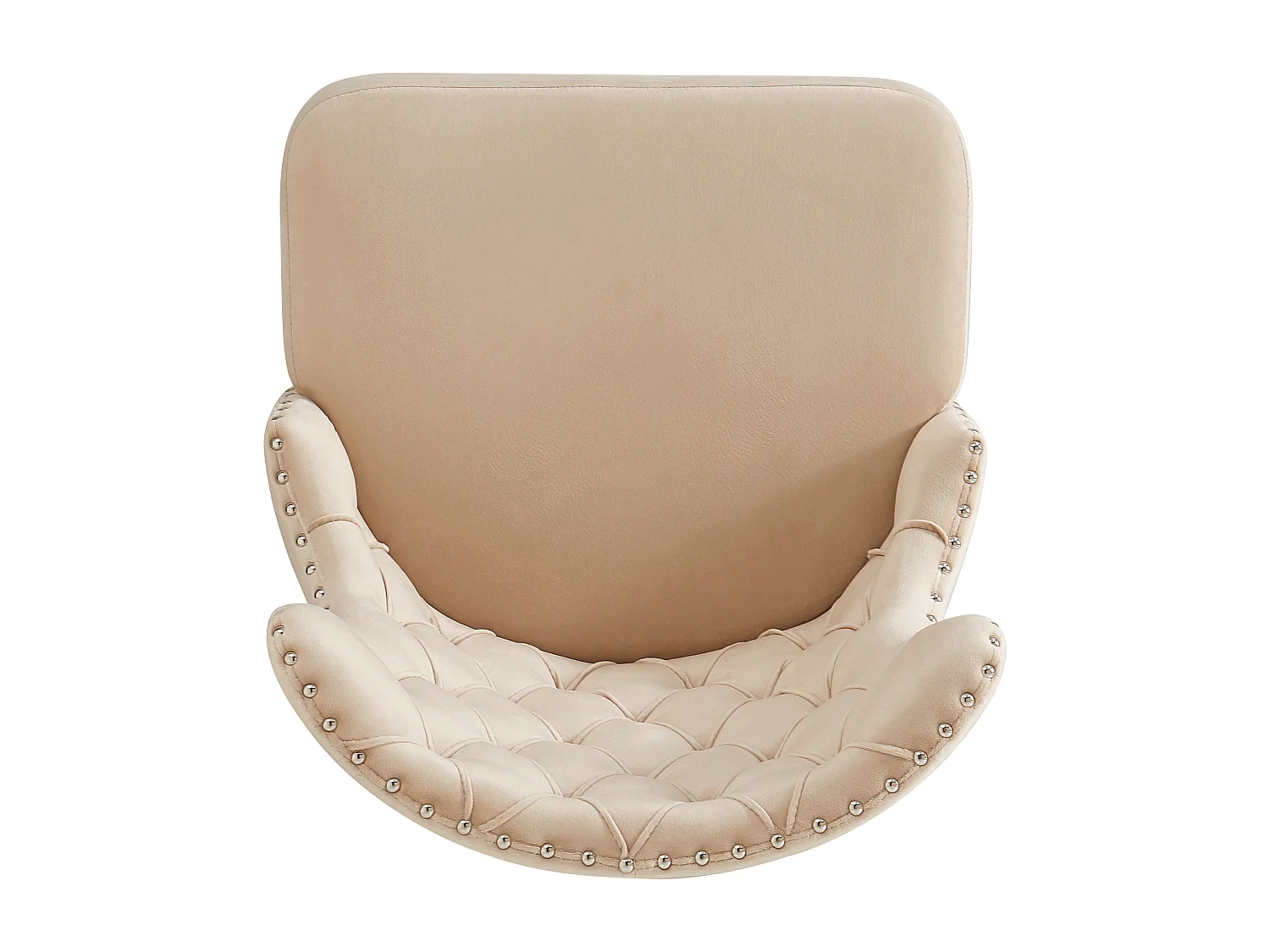 Lot de 2 chaises en velours beige avec les détails cloutés, pieds en métal argenté