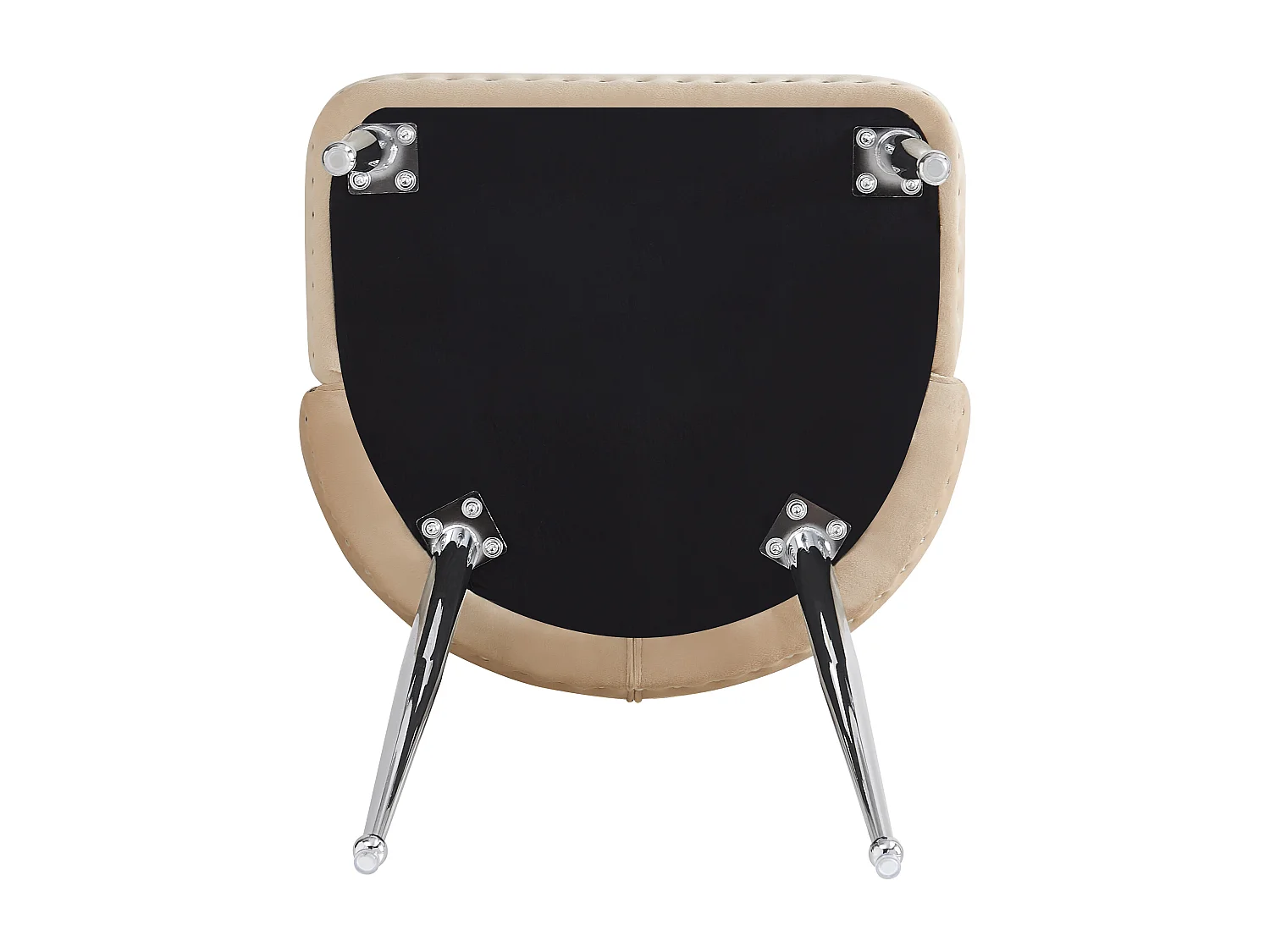 Lot de 2 chaises en velours beige avec les détails cloutés, pieds en métal argenté