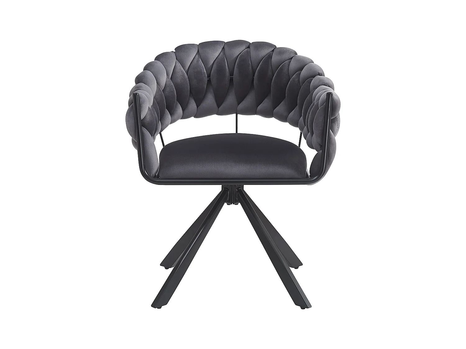 Lot de 2 chaises en velours gris, pieds en métal noir en forme de griffe