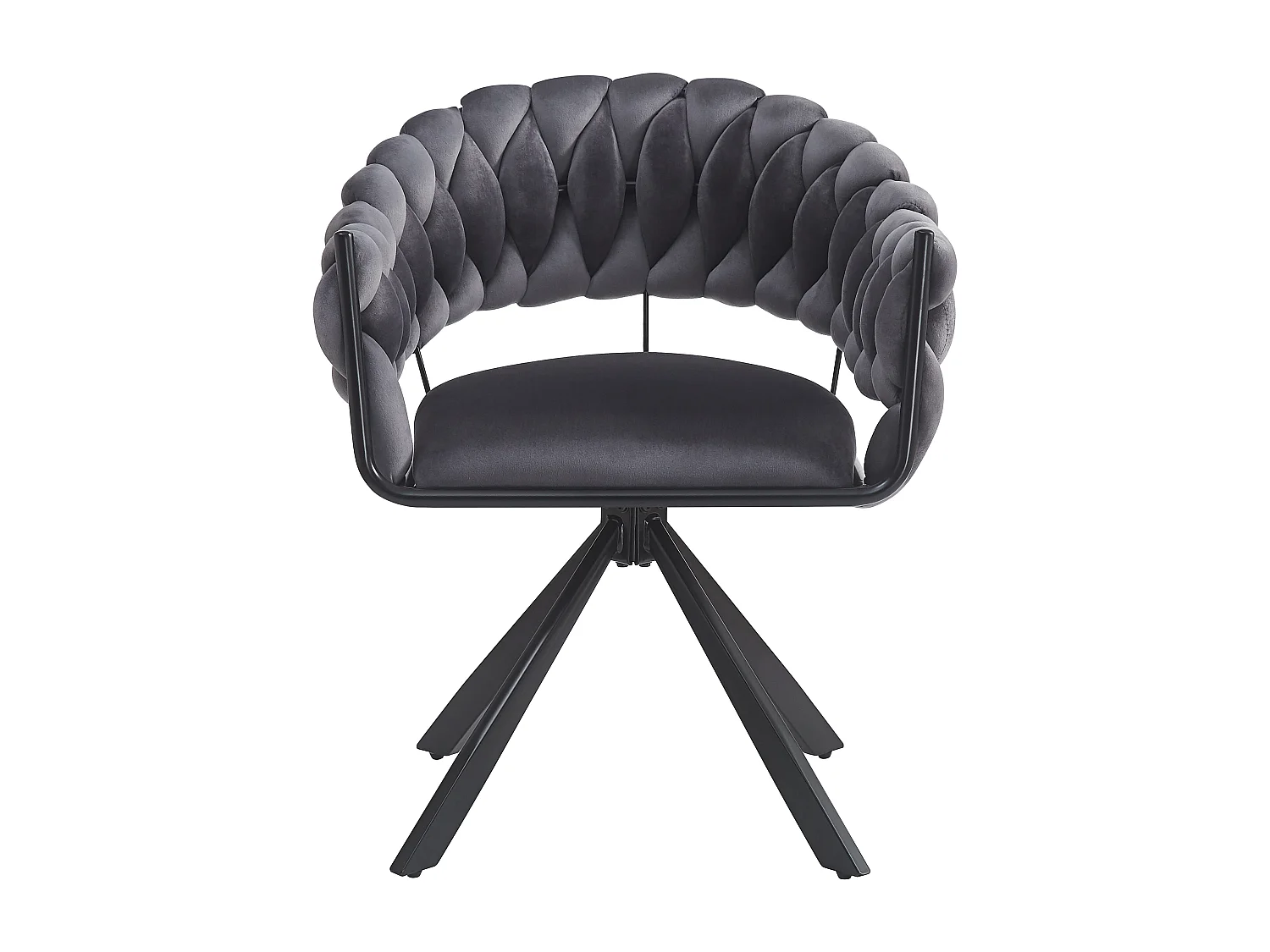 Set van 2 grijze fluwelen stoelen met zwarte klauwvormige metalen poten