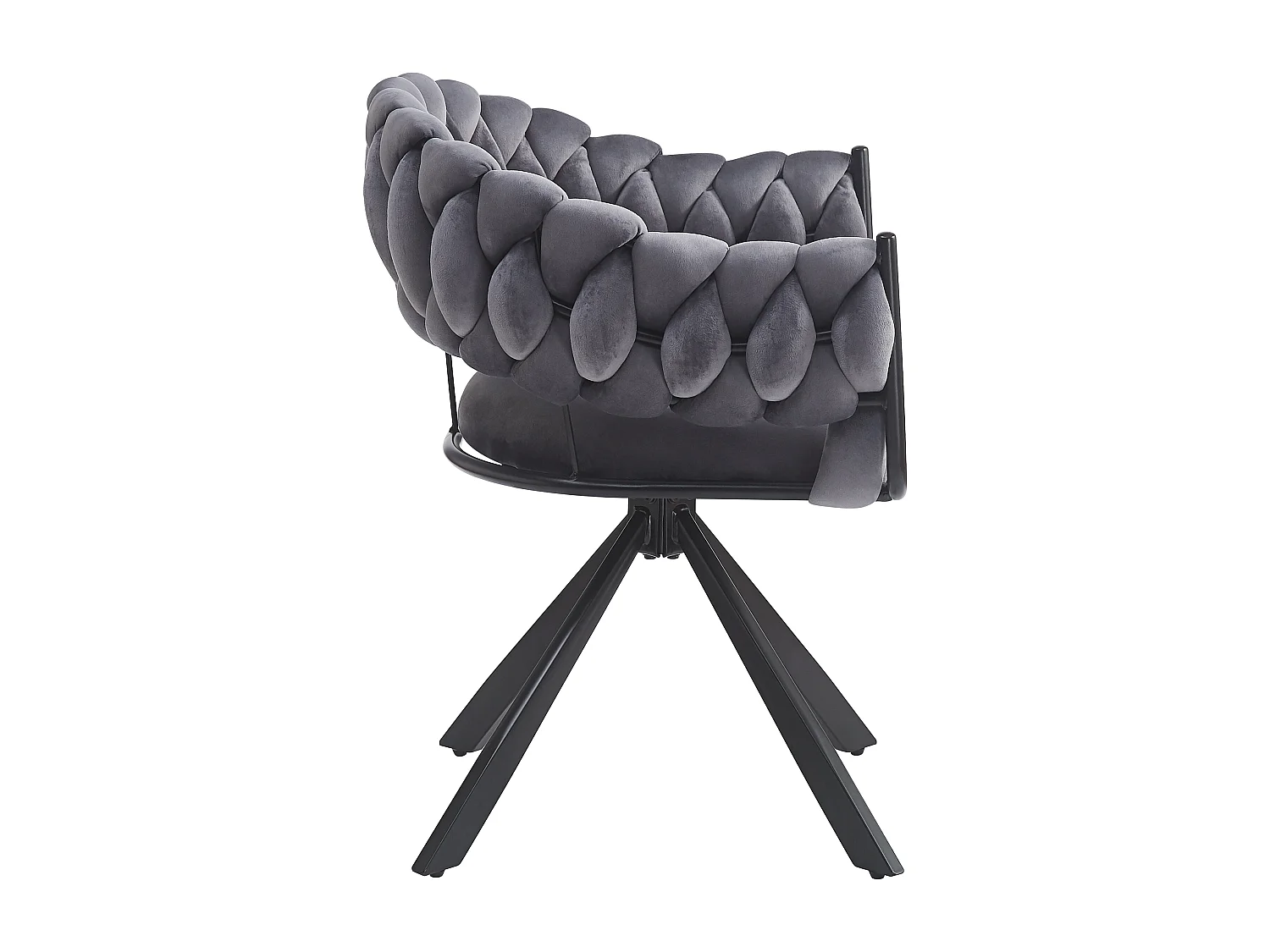 Set van 2 grijze fluwelen stoelen met zwarte klauwvormige metalen poten