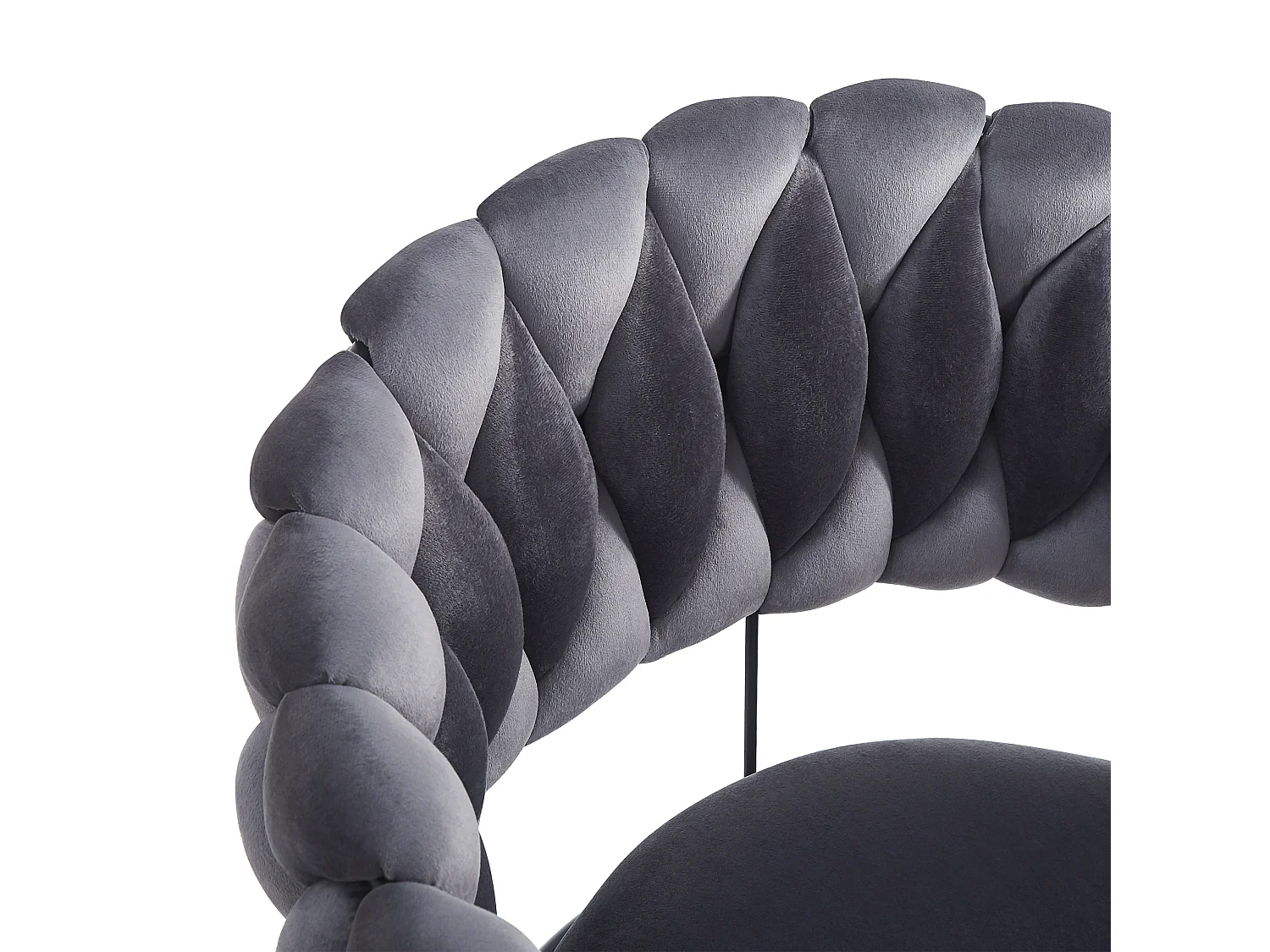 Set van 2 grijze fluwelen stoelen met zwarte klauwvormige metalen poten