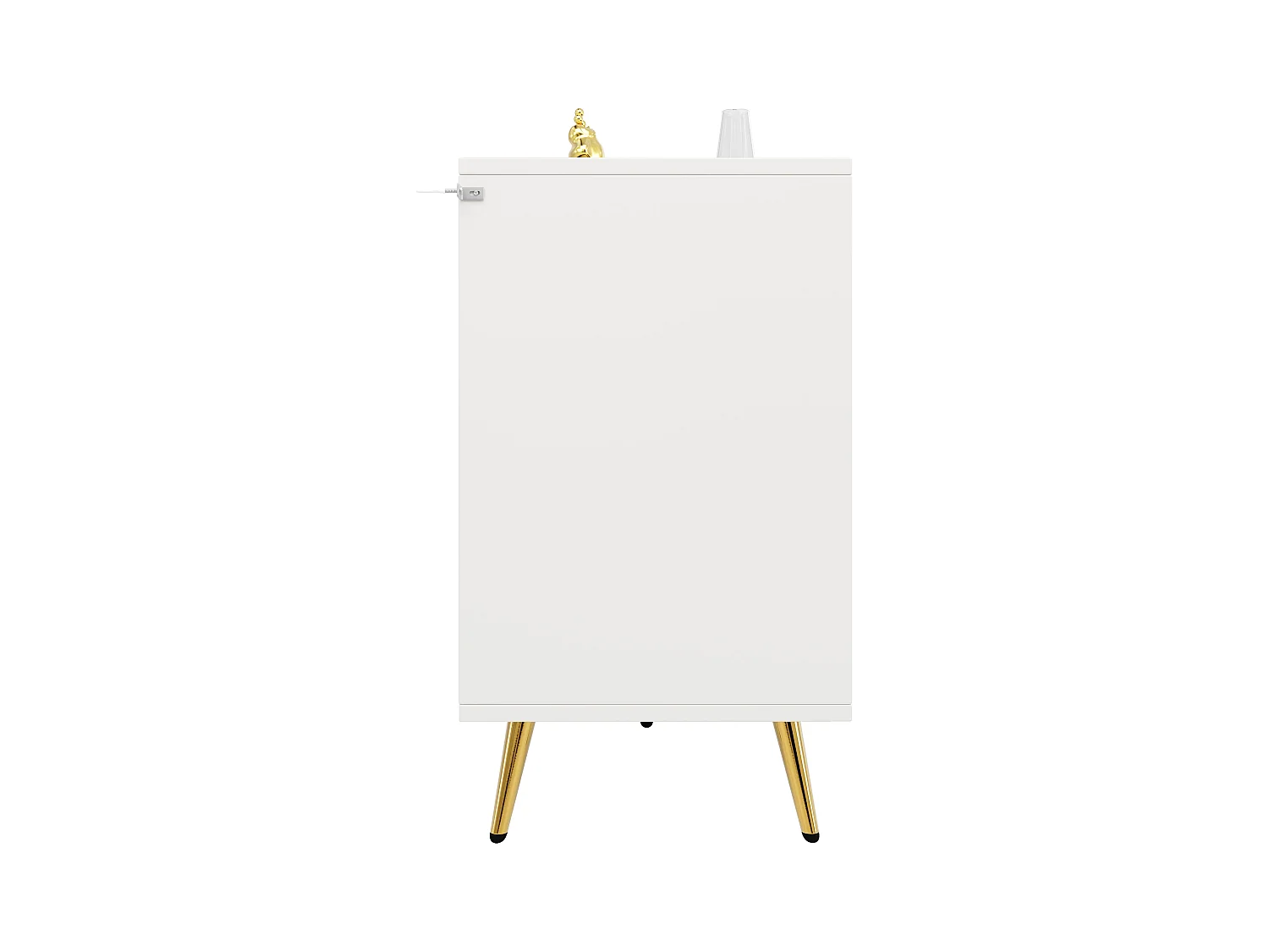 Buffet de cuisine avec 6 tiroirs, corps blanc, poignées et pieds en métal doré - 120x40x75cm