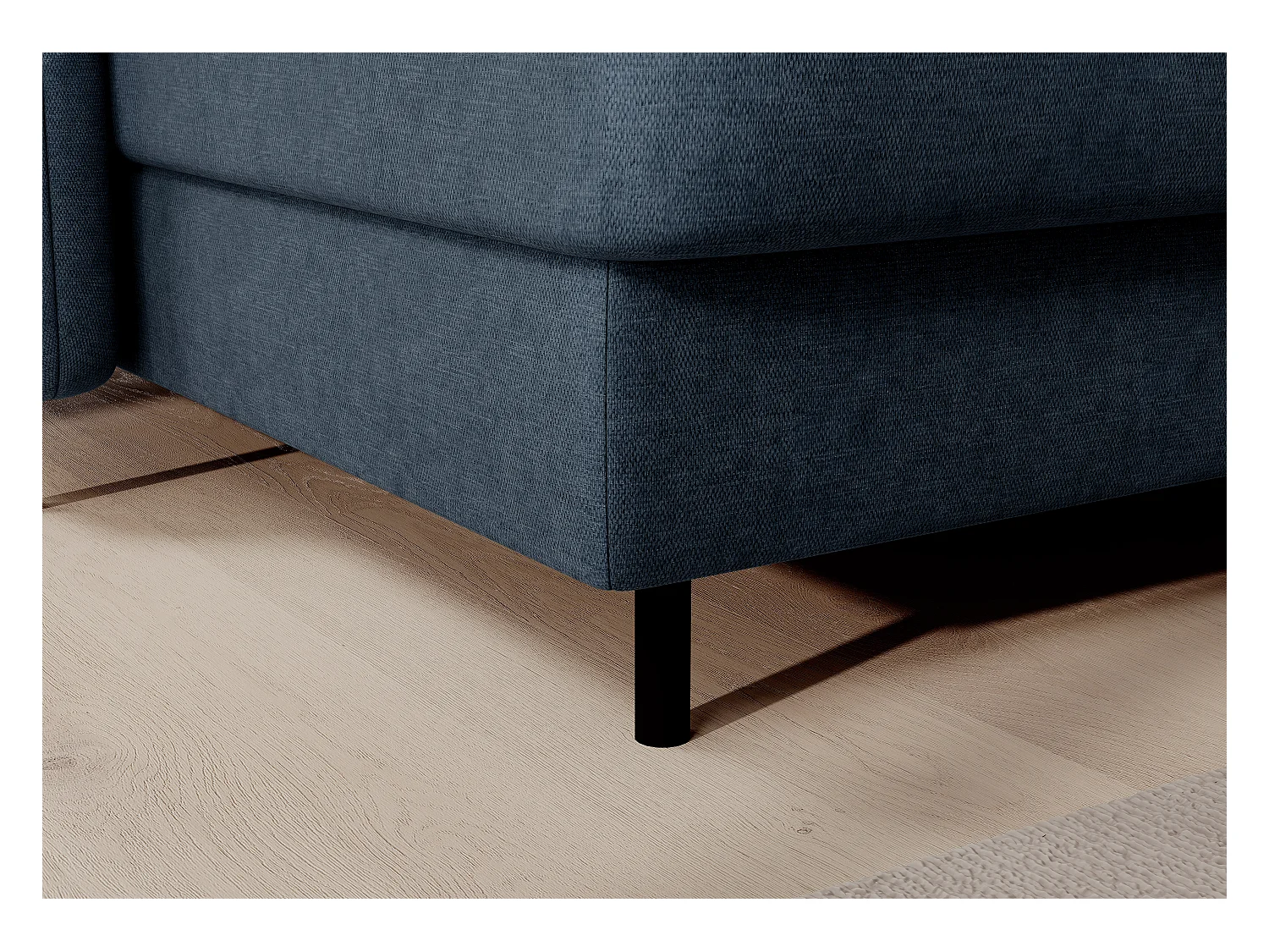 Canapé panoramique convertible BENTO en tissu avec coffre de rangement-Bleu-angle gauche