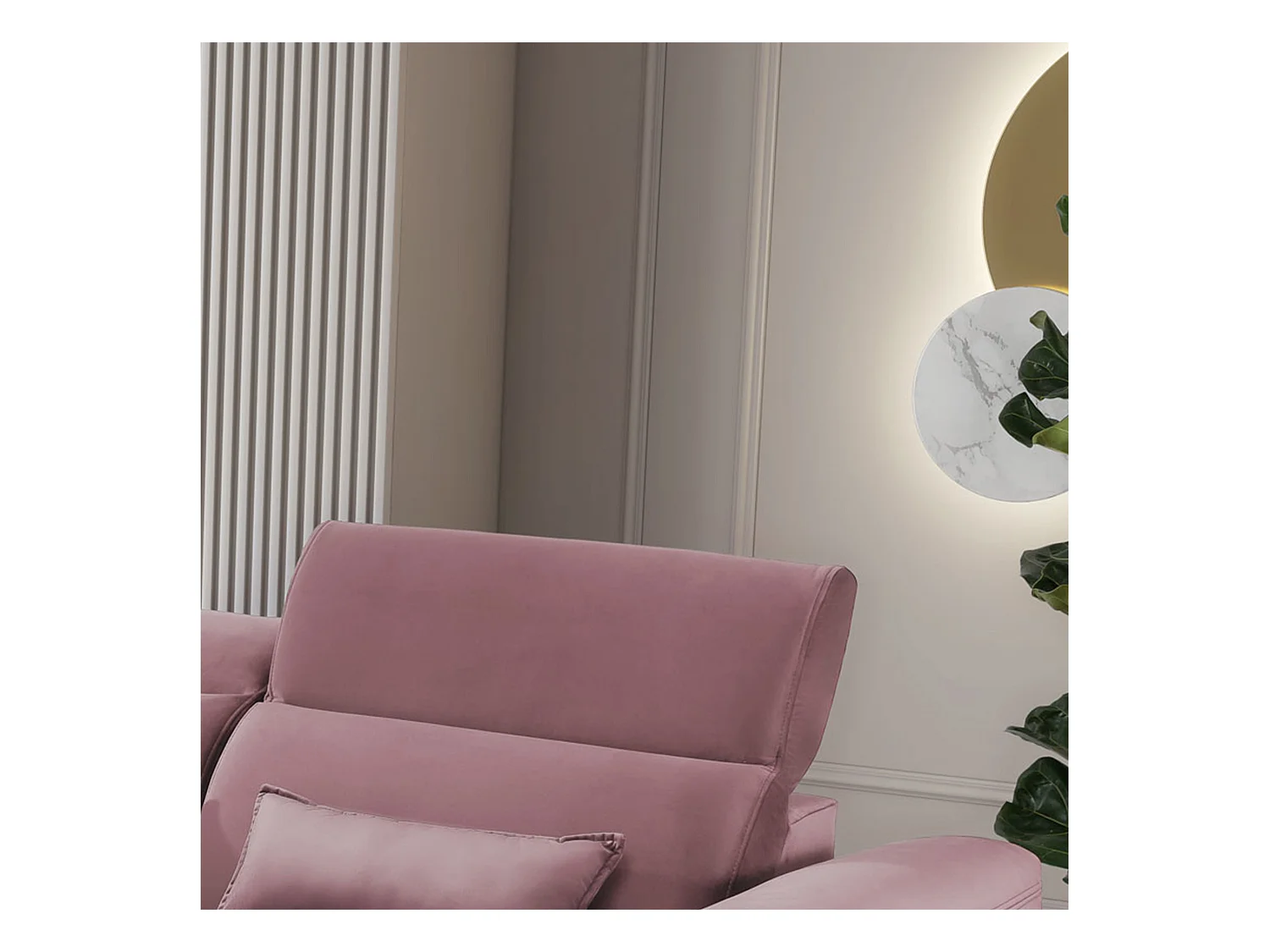 Canapé d'angle convertible velours appuis-tête réglables ASTORIA - Coffre et pieds bois noir-Vieux rose-angle gauche