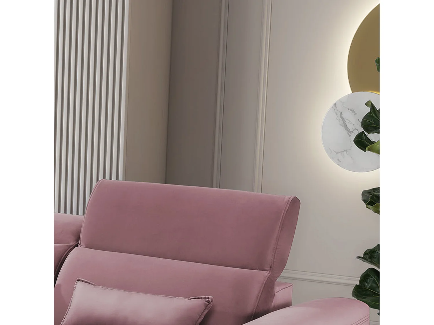 Canapé d'angle convertible velours appuis-tête réglables ASTORIA - Coffre et pieds bois noir-Vieux rose-angle gauche