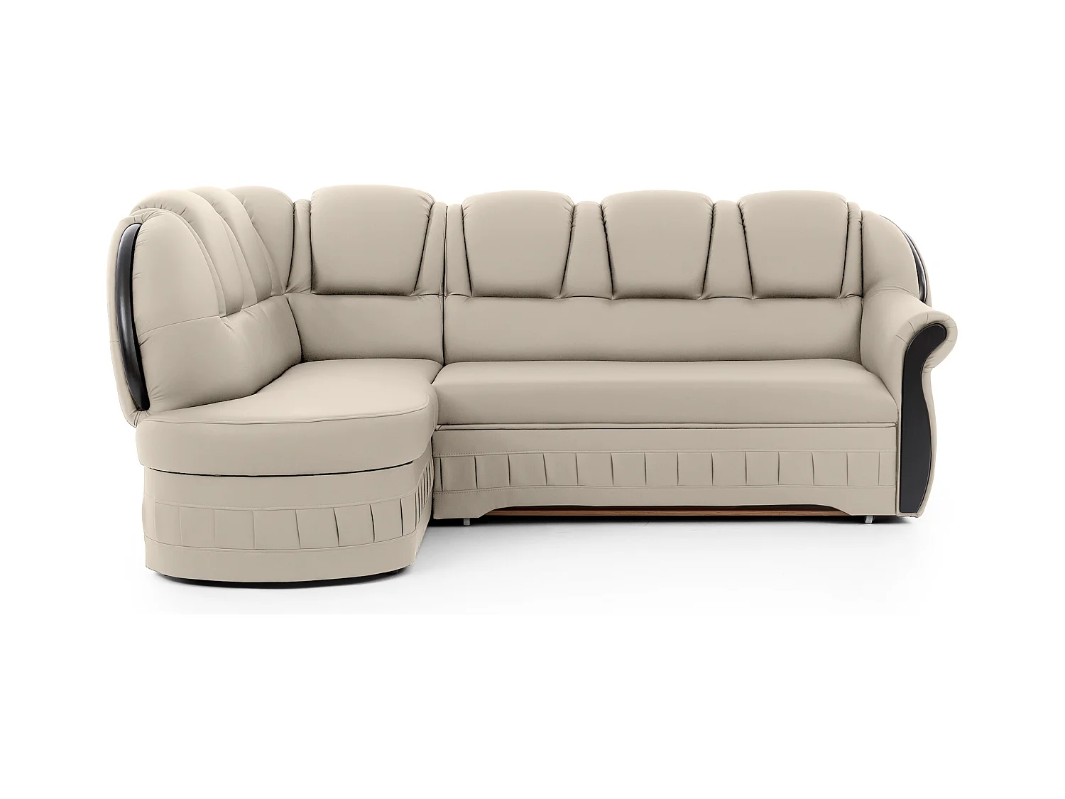 Canapé d'angle convertible avec rangement en simili cuir Majesté-Beige-angle gauche