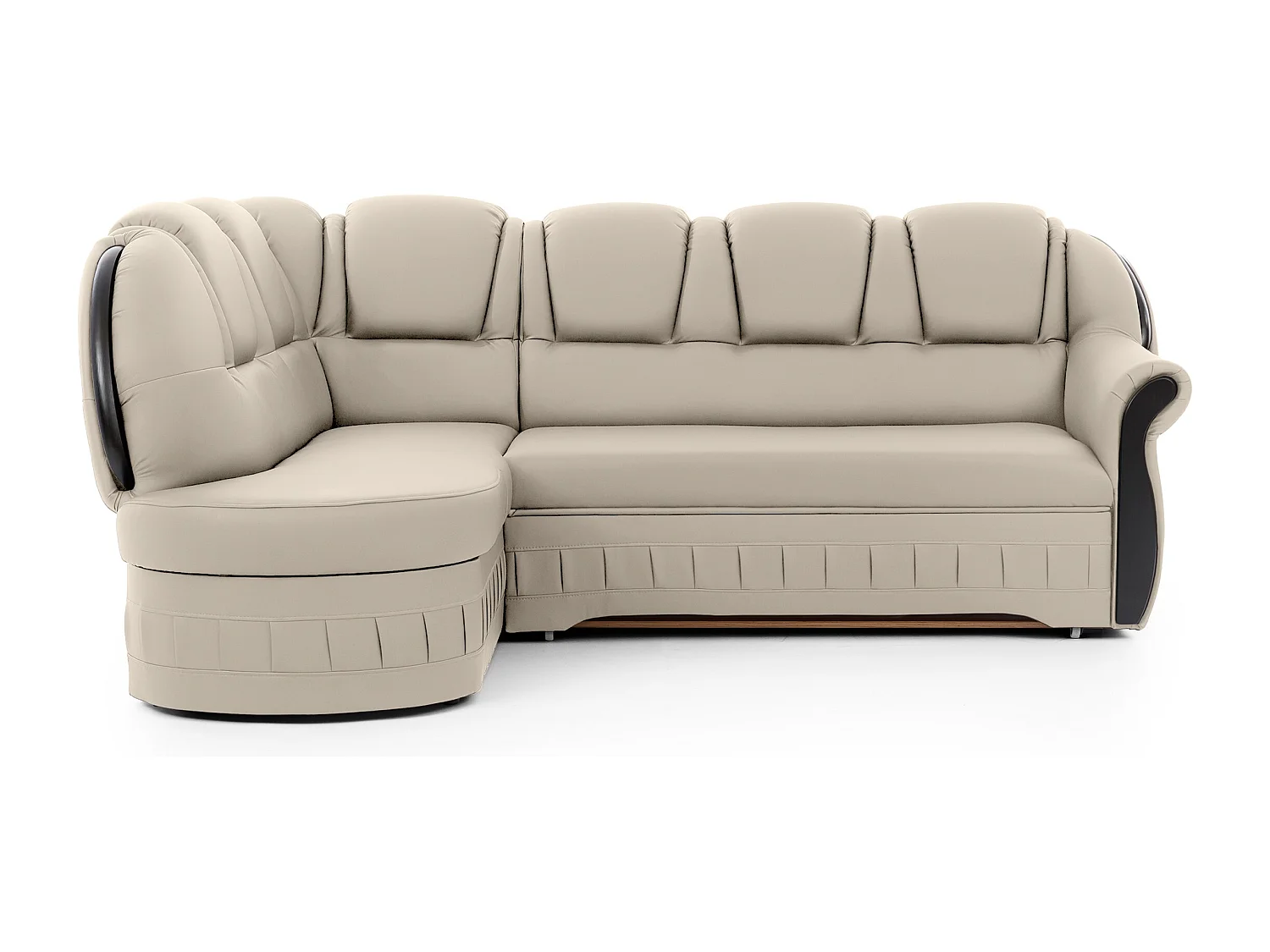 Canapé d'angle convertible avec rangement en simili cuir Majesté-Beige-angle gauche