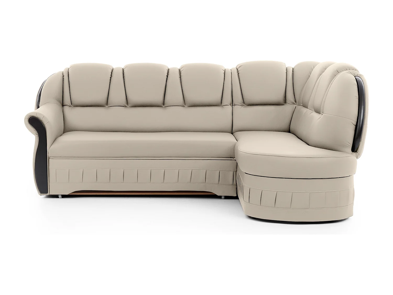 Canapé d'angle convertible avec rangement en simili cuir Majesté-Beige-angle gauche