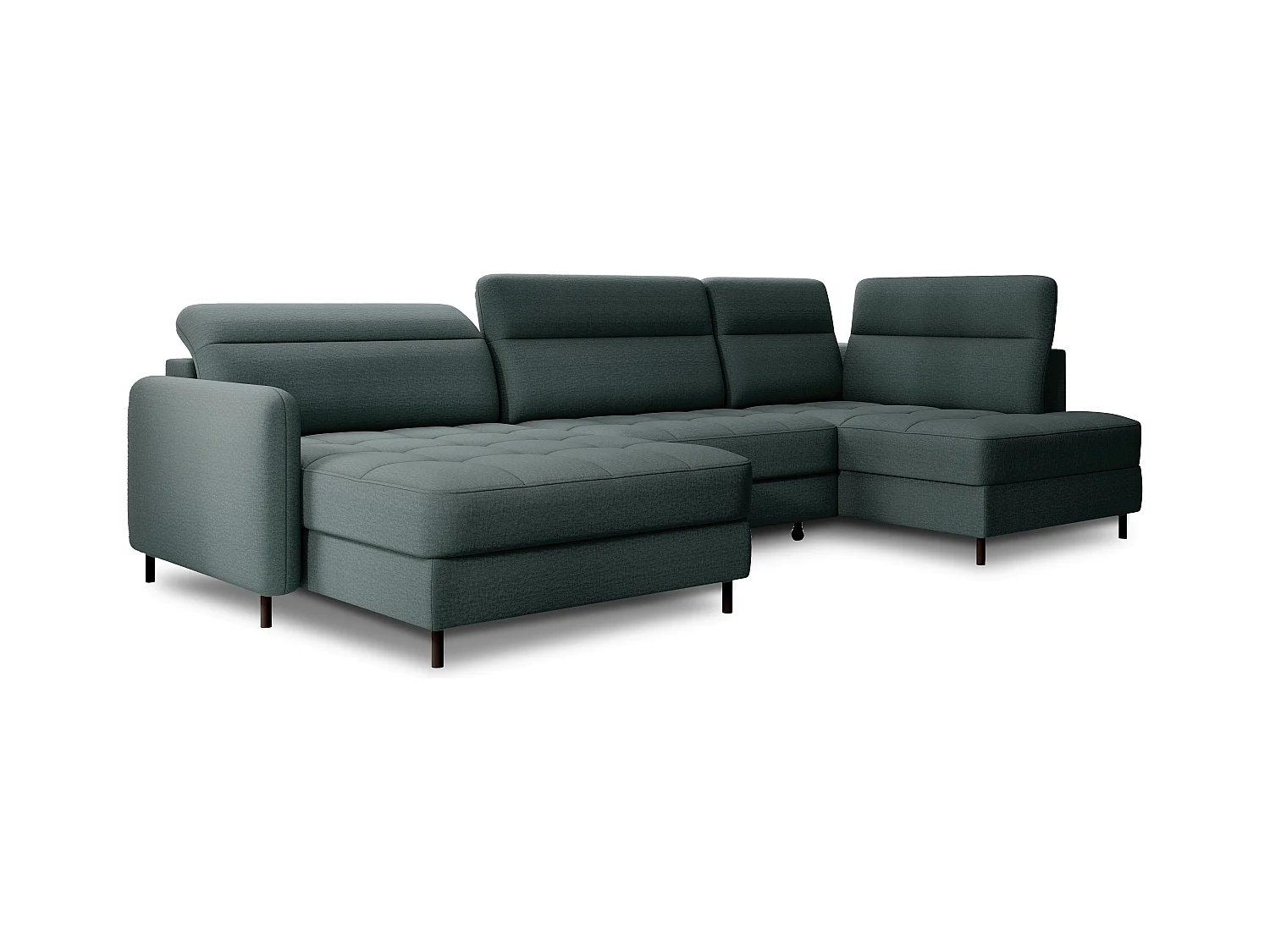 BENTO converteerbare panoramische stoffen bank met opbergvak-Kleur Keizerlijk Groen-linkerhoek