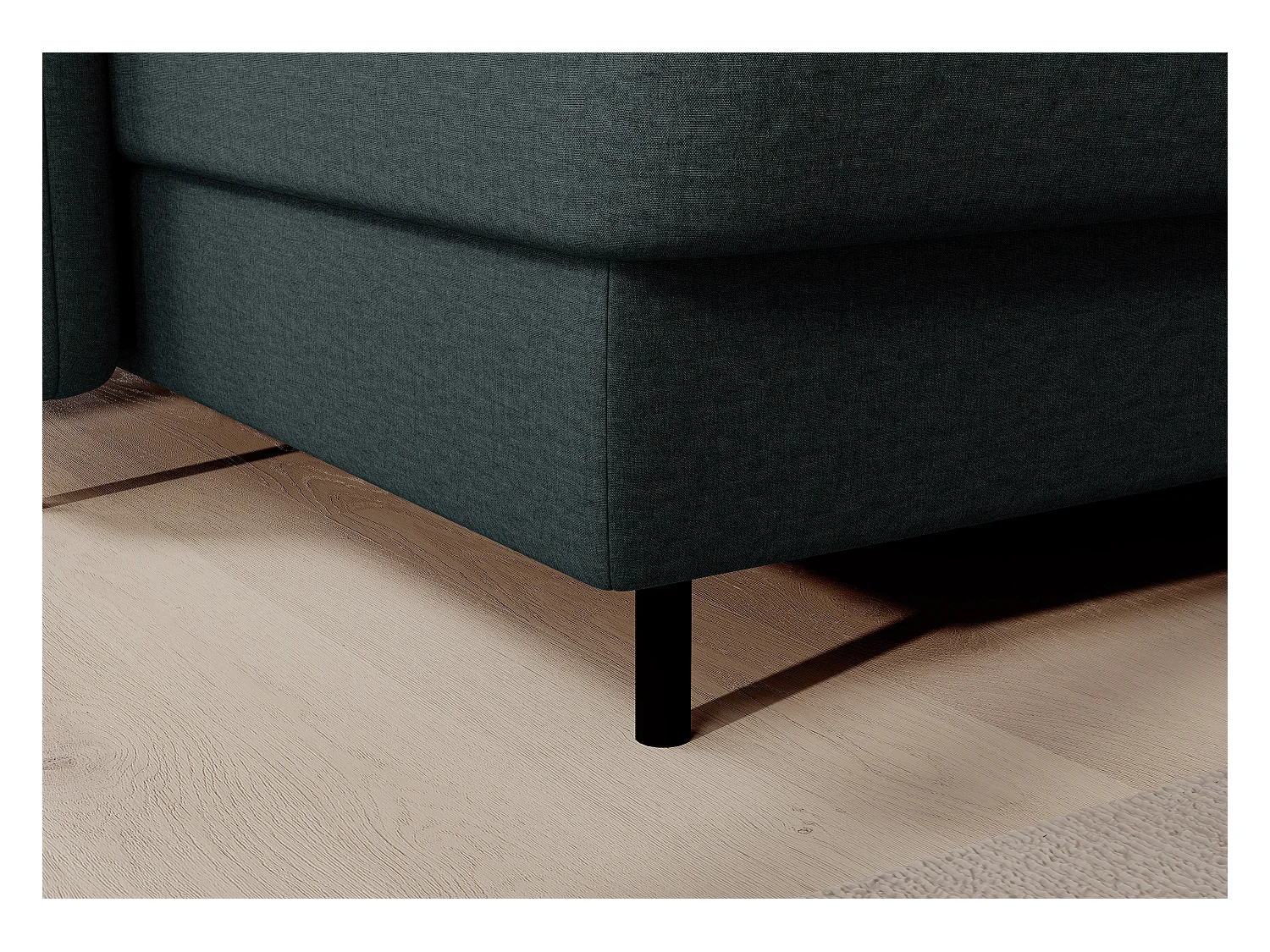 BENTO converteerbare panoramische stoffen bank met opbergvak-Kleur Keizerlijk Groen-linkerhoek