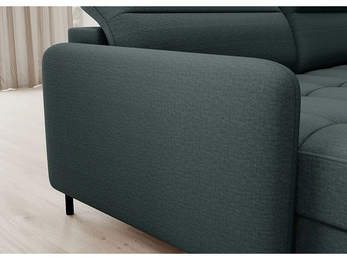 BENTO converteerbare panoramische stoffen bank met opbergvak-Kleur Keizerlijk Groen-linkerhoek