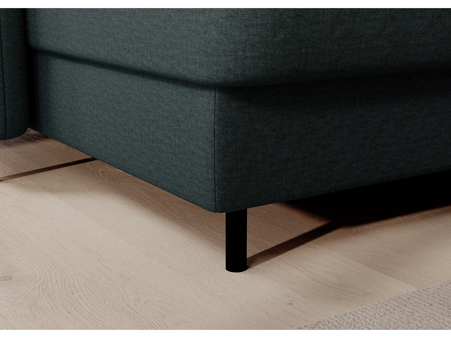 Canapé panoramique convertible BENTO en tissu avec coffre de rangement-Vert impérial-angle gauche