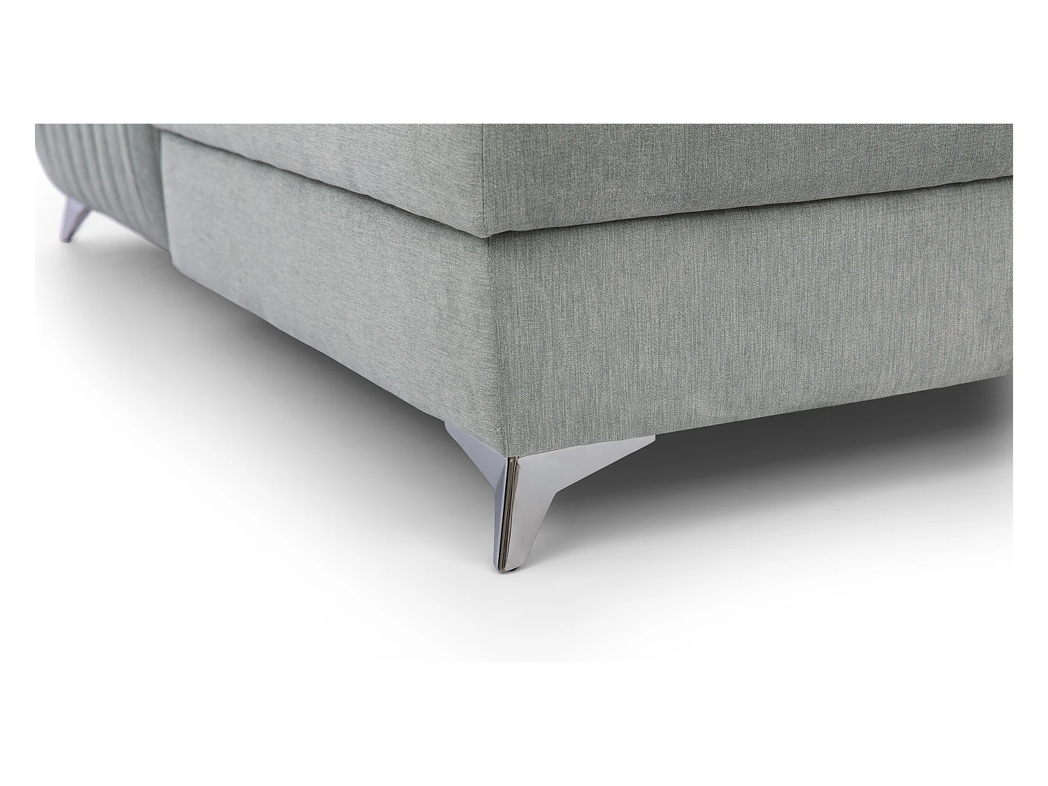 Canapé en U convertible KALANTE tissu - Coffre de rangement et appuie-têtes réglables-Gris clair-Coffre à droite